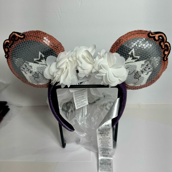 NWT. Disney Parks 2022 Haunted Mansion The Bride Veil Sequin Ears with v… - Picture 2 of 12